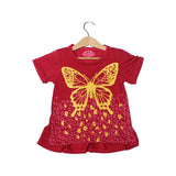 NEW BLUSH PINK BUTTERFLY PRINTED T-SHIRT TOP FOR GIRLS