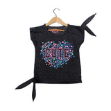 NEW GREY CUTE & HEART PRINTED T-SHIRT TOP FOR GIRLS