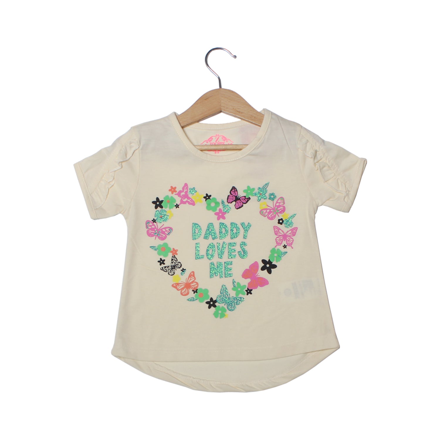 NEW CREAM DADDY LOVES ME PRINTED T-SHIRT TOP FOR GIRLS