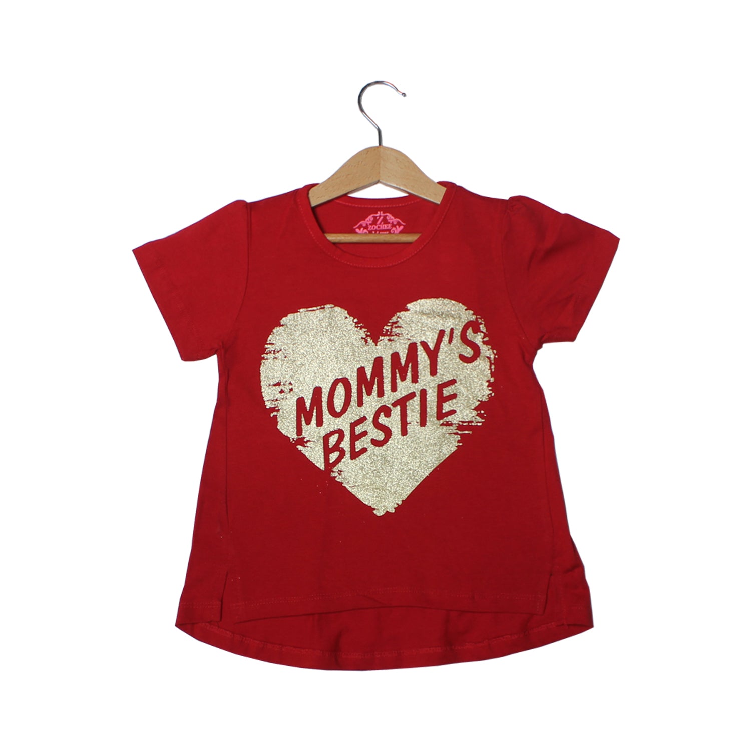 NEW RED MOMMY'S BESTIE PRINTED T-SHIRT TOP FOR GIRLS