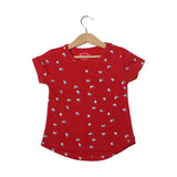 NEW RED LITTLE HEARTS PRINTED T-SHIRT TOP FOR GIRLS