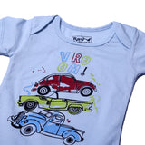 NEW MULTI COLOR VROOM CARS PRINTED ROMPERS