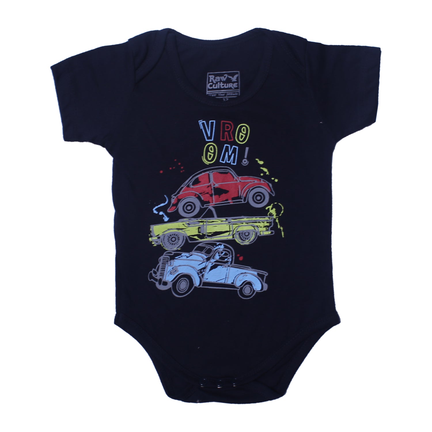 NEW MULTI COLOR VROOM CARS PRINTED ROMPERS Main image