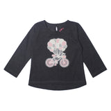 NEW CHARCOAL GREY CYCLE PRINTED T-SHIRT FOR GIRLS