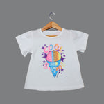 Load image into Gallery viewer, NEW WHITE COOL AND SWEET CONE PRINTED T-SHIRT TOP FOR GIRLS
