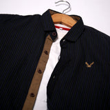 NEW BLACK WITH BLUE STRIPES FULL SLEEVES CASUAL SHIRT FOR BOYS