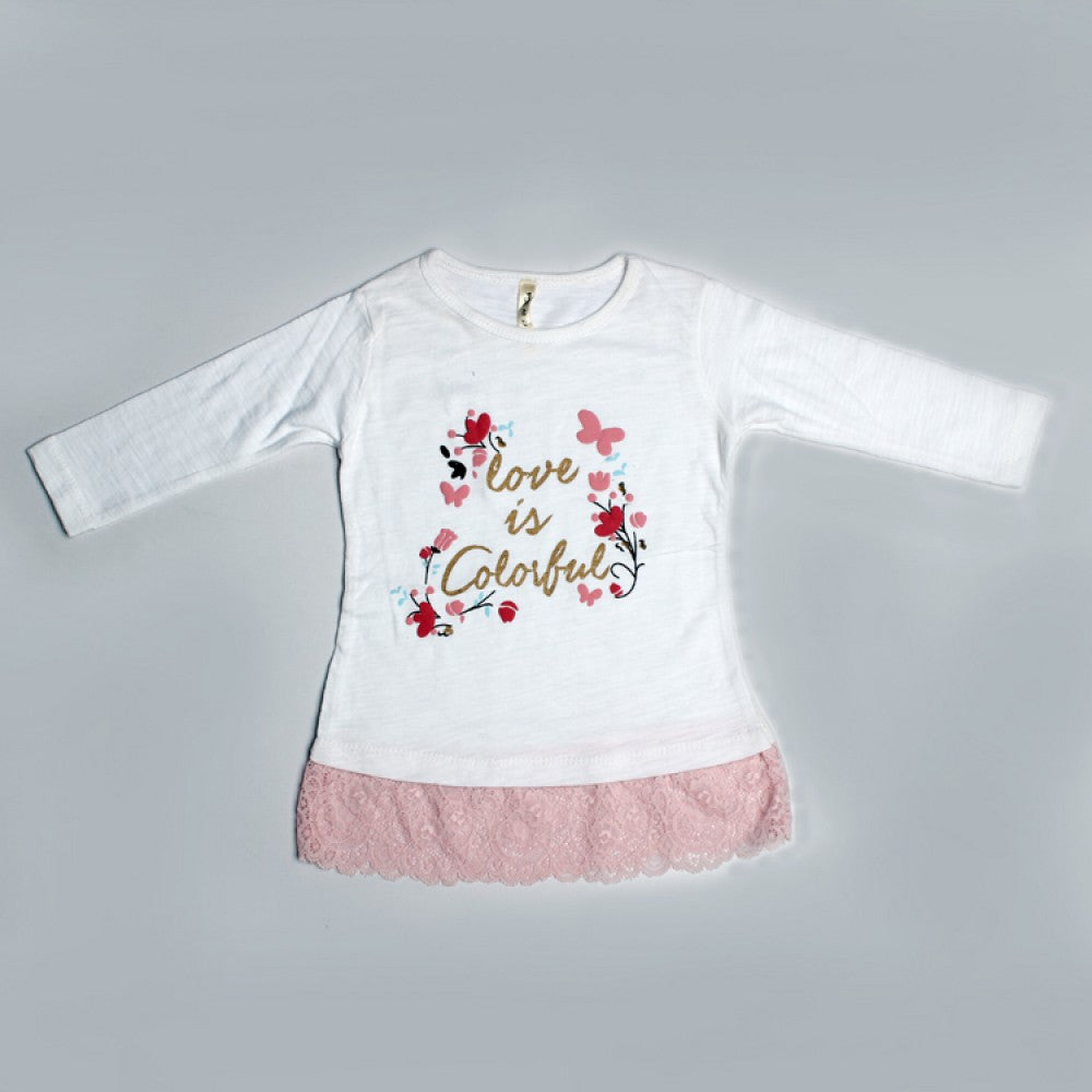 WHITE LOVE IS COLORFUL PRINTED T-SHIRT