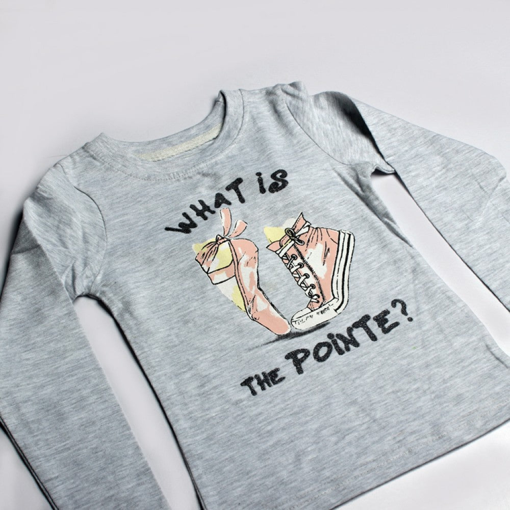 LIGHT GREY WHAT IS THE POINTE PRINTED T-SHIRT