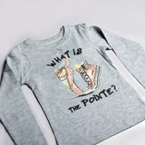 LIGHT GREY WHAT IS THE POINTE PRINTED T-SHIRT