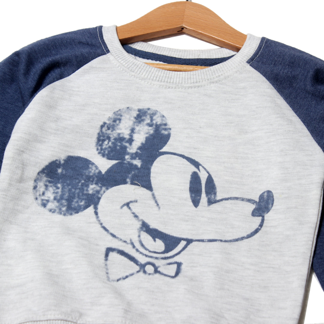 NEW WHITE & BLUE MICKEY FACE PRINTED SWEATSHIRT