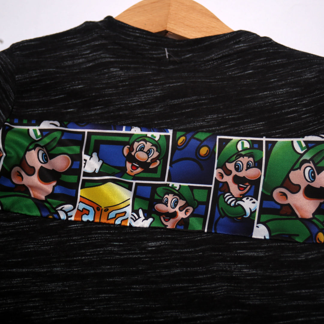 NEW BLACK CARTOON PRINTED FULL SLEEVE T-SHIRT