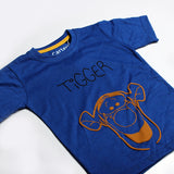 NEW ROYAL BLUE TIGGER FACE PRINTED HALF SLEEVES T-SHIRT