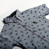 GREY SMALL TURTLES PRINTED CASUAL SHIRT FOR BOYS