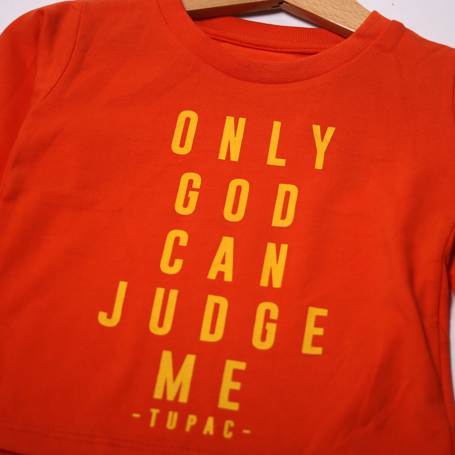 NEW ORANGE ONLY GOD CAN JUDGE ME PRINTED FULL SLEEVE T-SHIRT