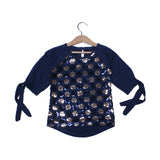 NEW NAVY BLUE WITH SHINING STARS PATCH T-SHIRT TOP FOR GIRLS