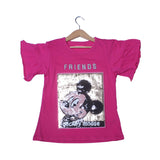 NEW PINK FRIENDS MICKEY MOUSE PATCH T-SHIRT TOP FOR GIRLS