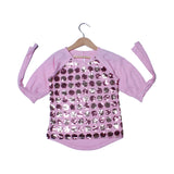 NEW PINK WITH SHINING STARS PATCH T-SHIRT TOP FOR GIRLS