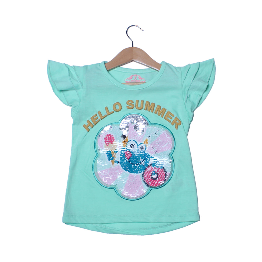 NEW PISTA HELLO SUMMER PATCH T-SHIRT TOP FOR GIRLS
