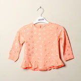 Peach With Gold Hearts Printed  Full Sleeves T-shirts