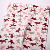 NEW WHITE WITH PINK & MAROON HORSE PRINTED TIGHTS FOR GIRLS