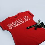 RED SMILE PRINTED T-SHIRT FOR GIRLS