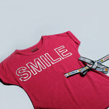 PINK SMILE PRINTED T-SHIRT FOR GIRLS