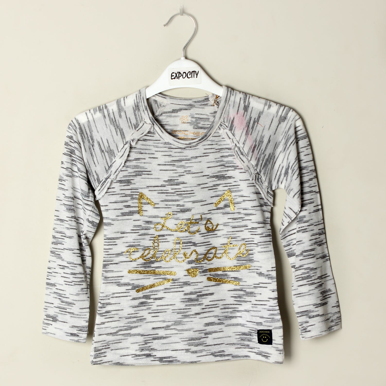 Let's Celebrate White Full Sleeve Girls Top Secondary image