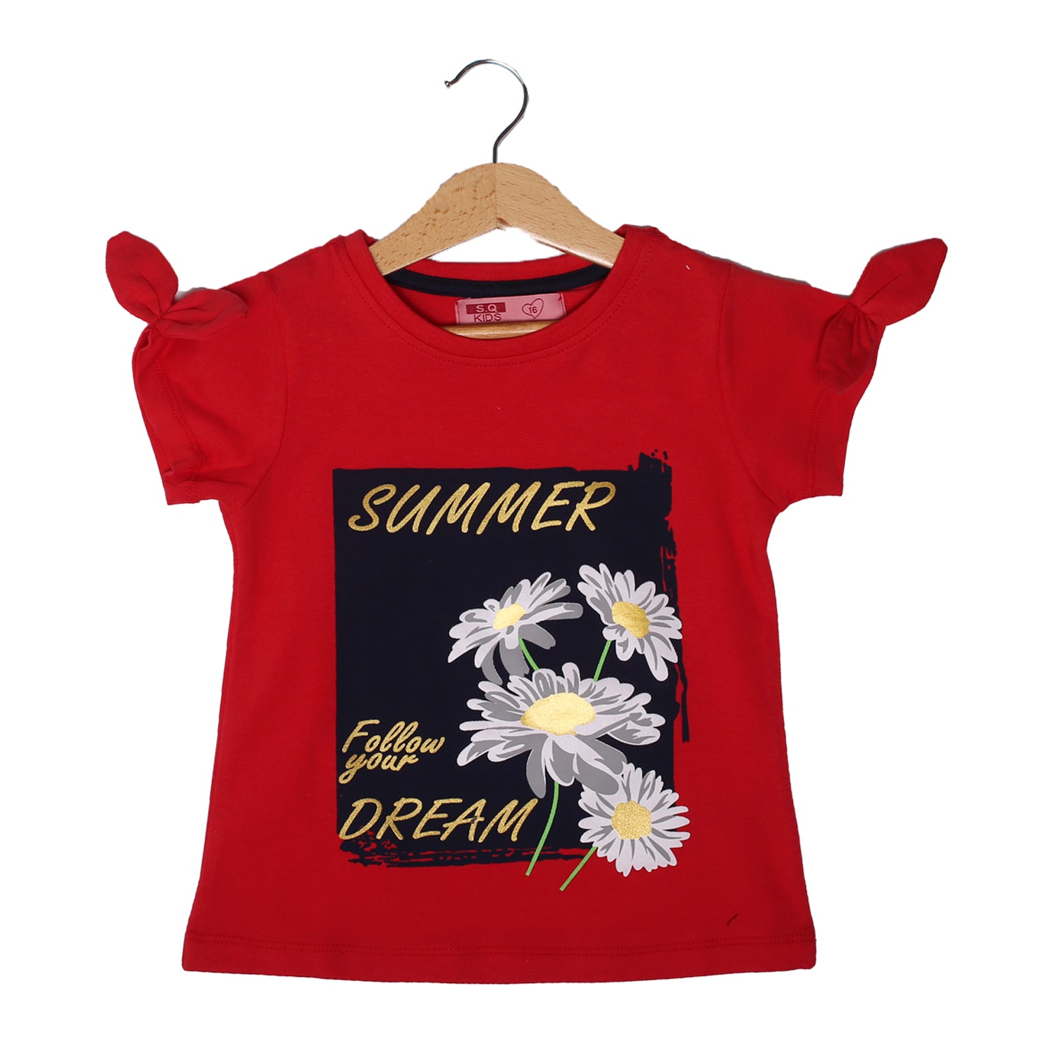NEW RED SUMMER DREAM PRINTED LYCRA FABRIC T-SHIRT FOR GIRLS Secondary image