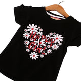 NEW BLACK HAPPY GIRL HEART PRINTED LYCRA FABRIC T-SHIRT FOR GIRLS