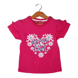NEW PINK HAPPY GIRL HEART PRINTED LYCRA FABRIC T-SHIRT FOR GIRLS