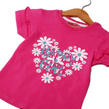 NEW PINK HAPPY GIRL HEART PRINTED LYCRA FABRIC T-SHIRT FOR GIRLS