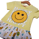 NEW YELLOW HAPPY FACE EMOJI PRINTED TOP T-SHIRT FOR GIRLS