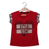 NEW RED STYLE ICON HEART PRINTED T-SHIRT FOR GIRLS