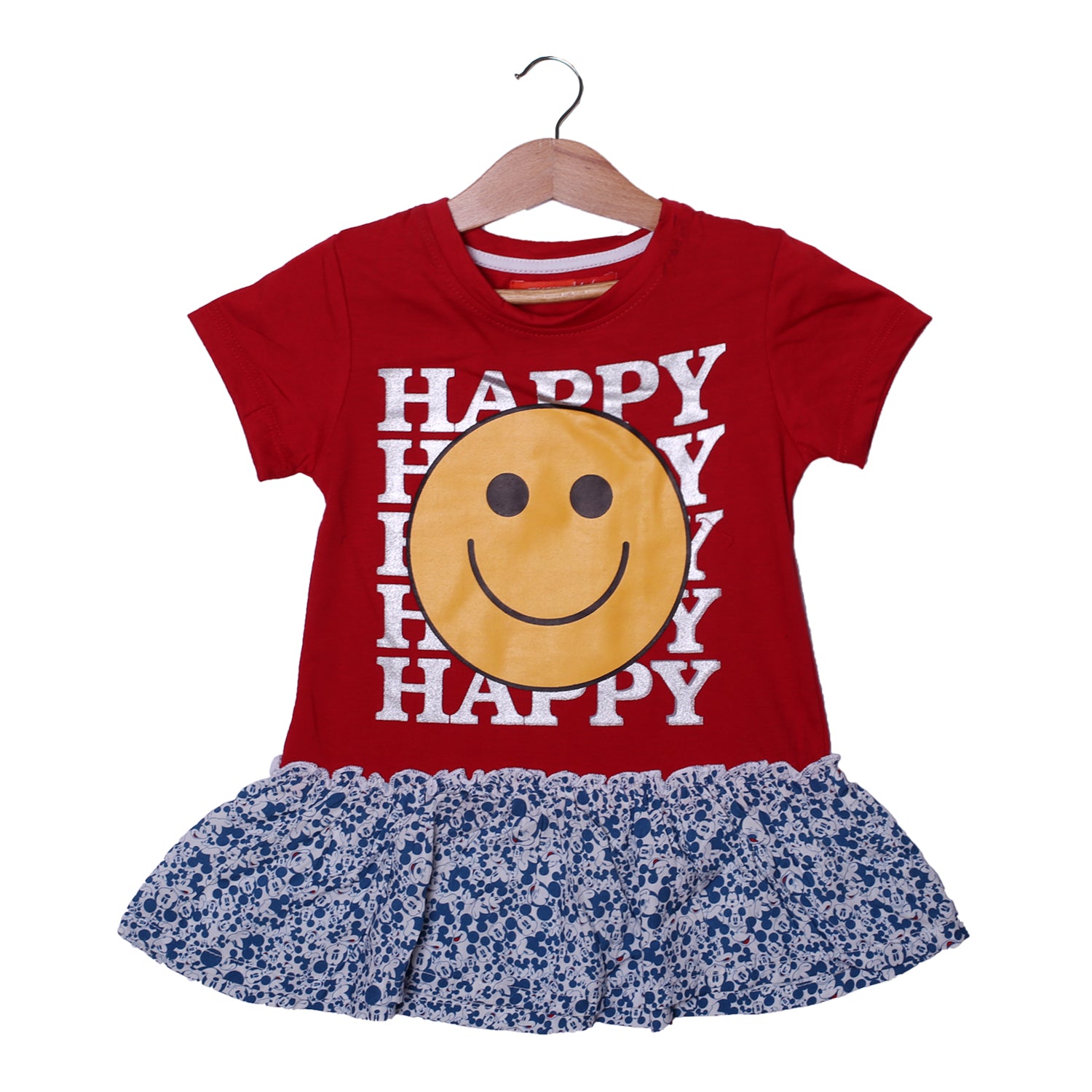 NEW RED HAPPY FACE EMOJI PRINTED TOP T-SHIRT FOR GIRLS