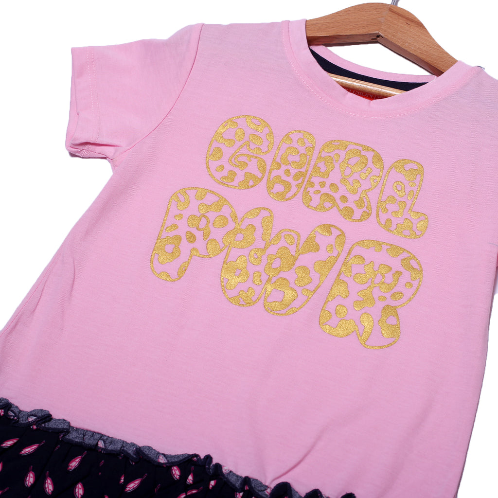 NEW PINK GIRL PWR PRINTED TOP T-SHIRT FOR GIRLS