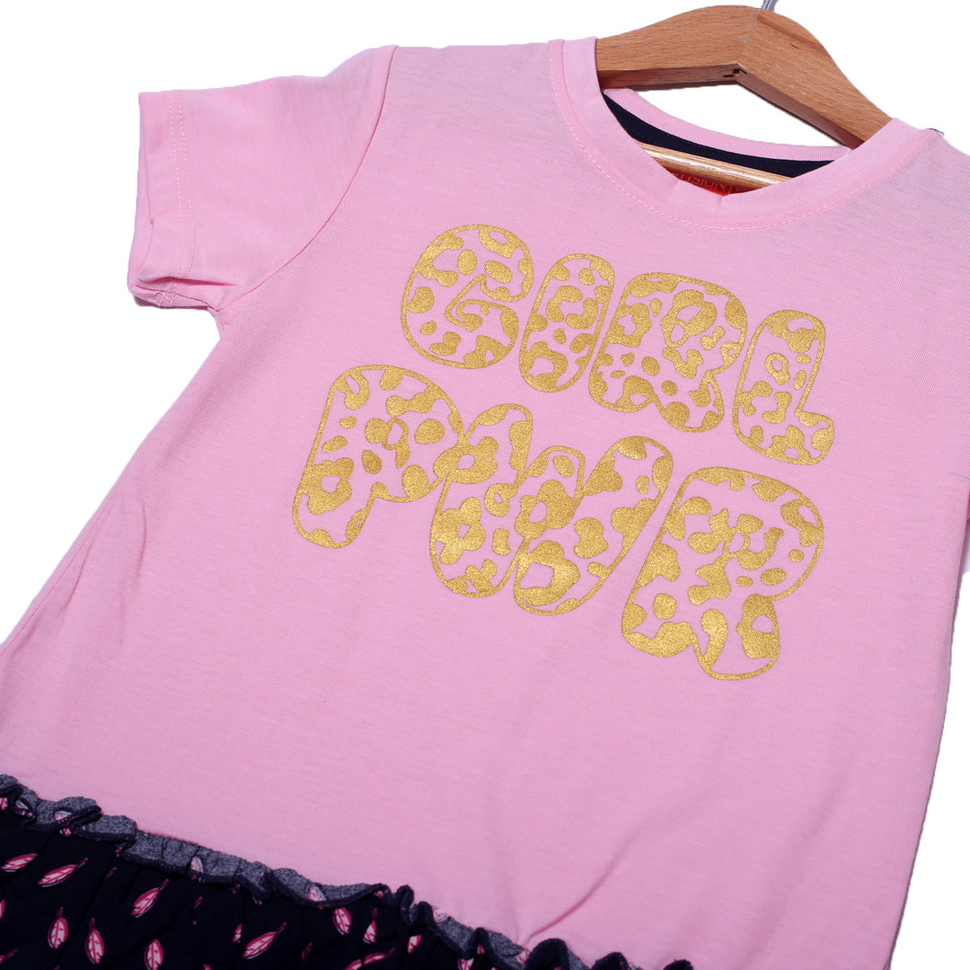 NEW PINK GIRL PWR PRINTED TOP T-SHIRT FOR GIRLS