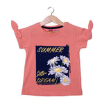 Load image into Gallery viewer, NEW PEACH SUMMER DREAM PRINTED LYCRA FABRIC T-SHIRT FOR GIRLS
