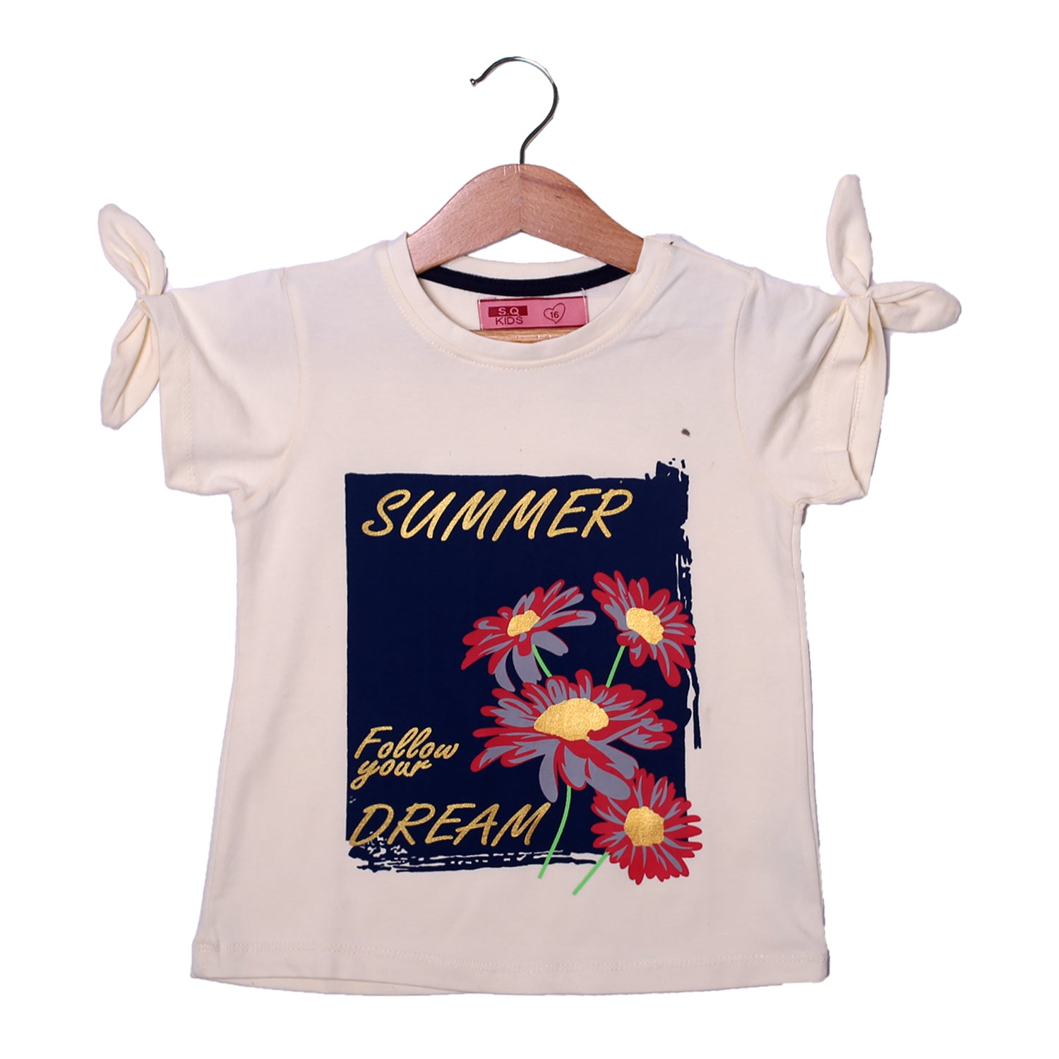 NEW LIME SUMMER DREAM PRINTED LYCRA FABRIC T-SHIRT FOR GIRLS Main image