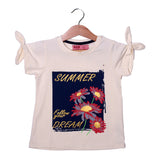 NEW LIME SUMMER DREAM PRINTED LYCRA FABRIC T-SHIRT FOR GIRLS