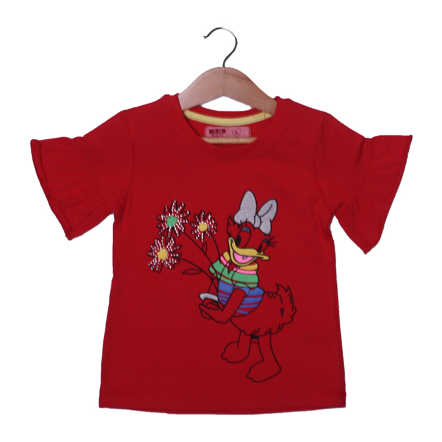 NEW RED DUCK PRINTED LYCRA FABRIC T-SHIRT FOR GIRLS Secondary image