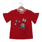 NEW RED DUCK PRINTED LYCRA FABRIC T-SHIRT FOR GIRLS