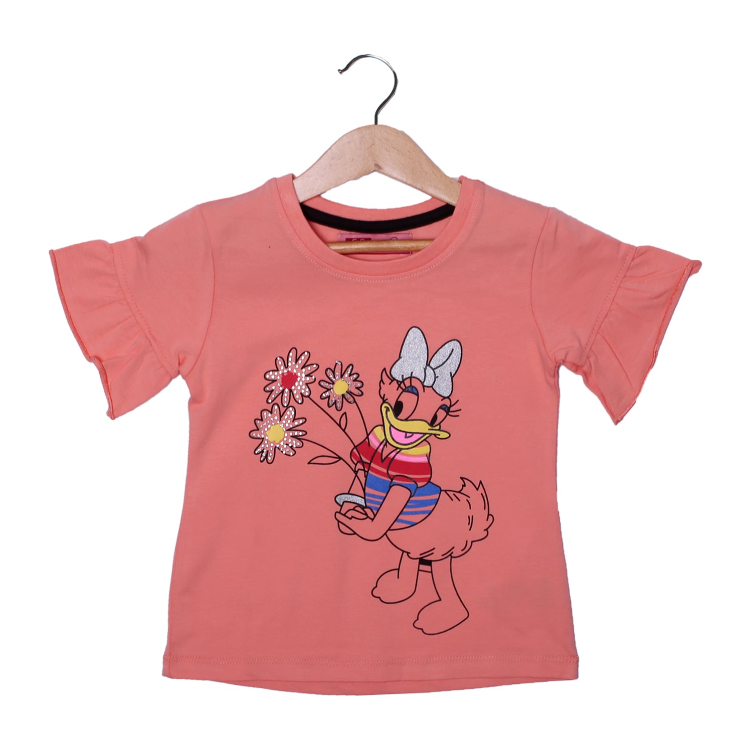 NEW PEACH DUCK PRINTED LYCRA FABRIC T-SHIRT FOR GIRLS Secondary image