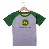 NEW GREY WITH GREEN SLEEVES DEERE PRINTED HALF SLEEVES T-SHIRT