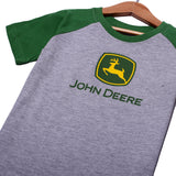 NEW GREY WITH GREEN SLEEVES DEERE PRINTED HALF SLEEVES T-SHIRT