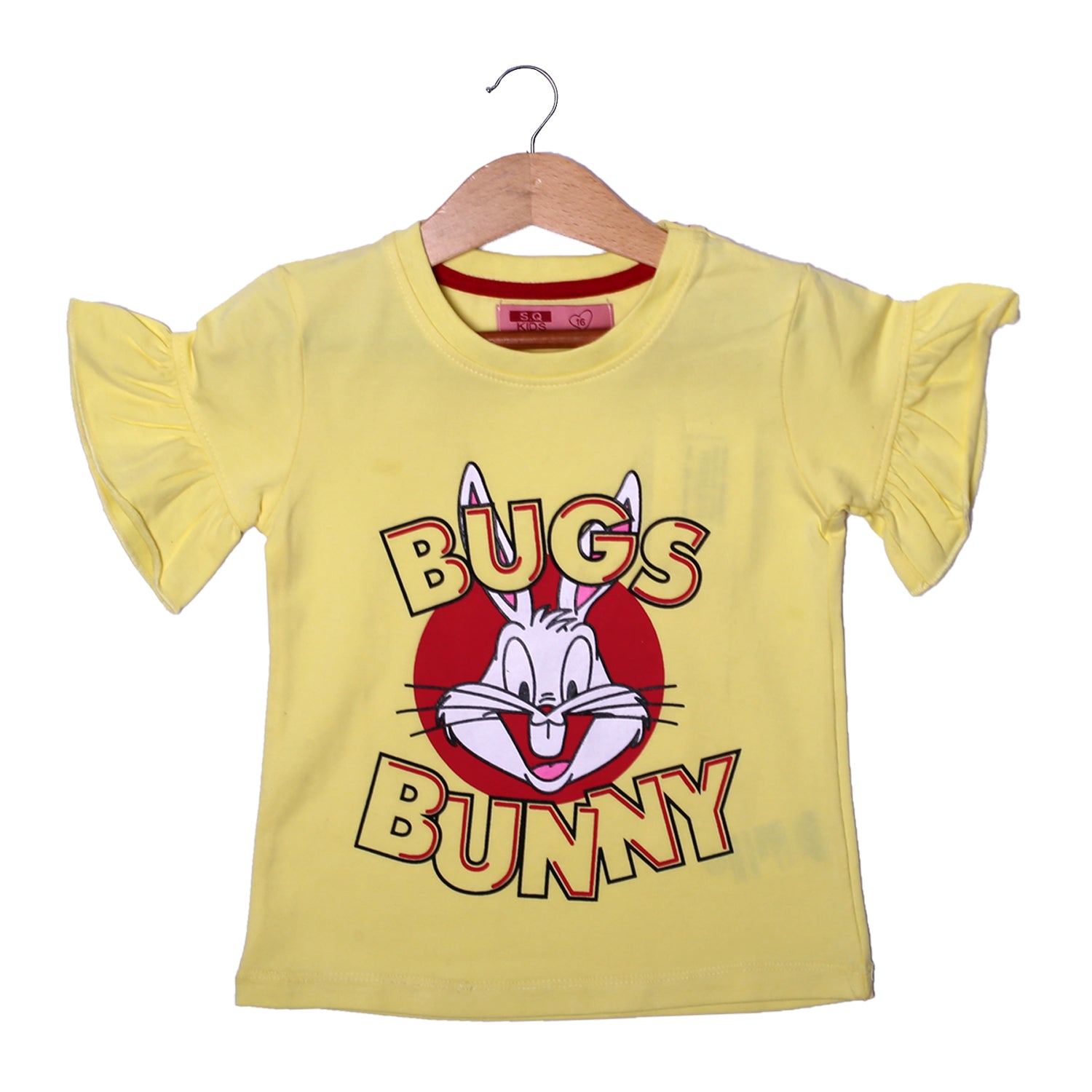 NEW YELLOW BUGS BUNNY PRINTED LYCRA FABRIC T-SHIRT FOR GIRLS Secondary image