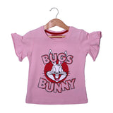NEW PINK BUGS BUNNY PRINTED LYCRA FABRIC T-SHIRT FOR GIRLS