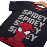 NEW CHARCOAL GREY SPIDEY PRINTED HALF SLEEVES T-SHIRT
