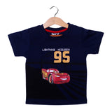 NEW NAVY BLUE LIGHTNING MCQEEN 95 PRINTED HALF SLEEVES T-SHIRT