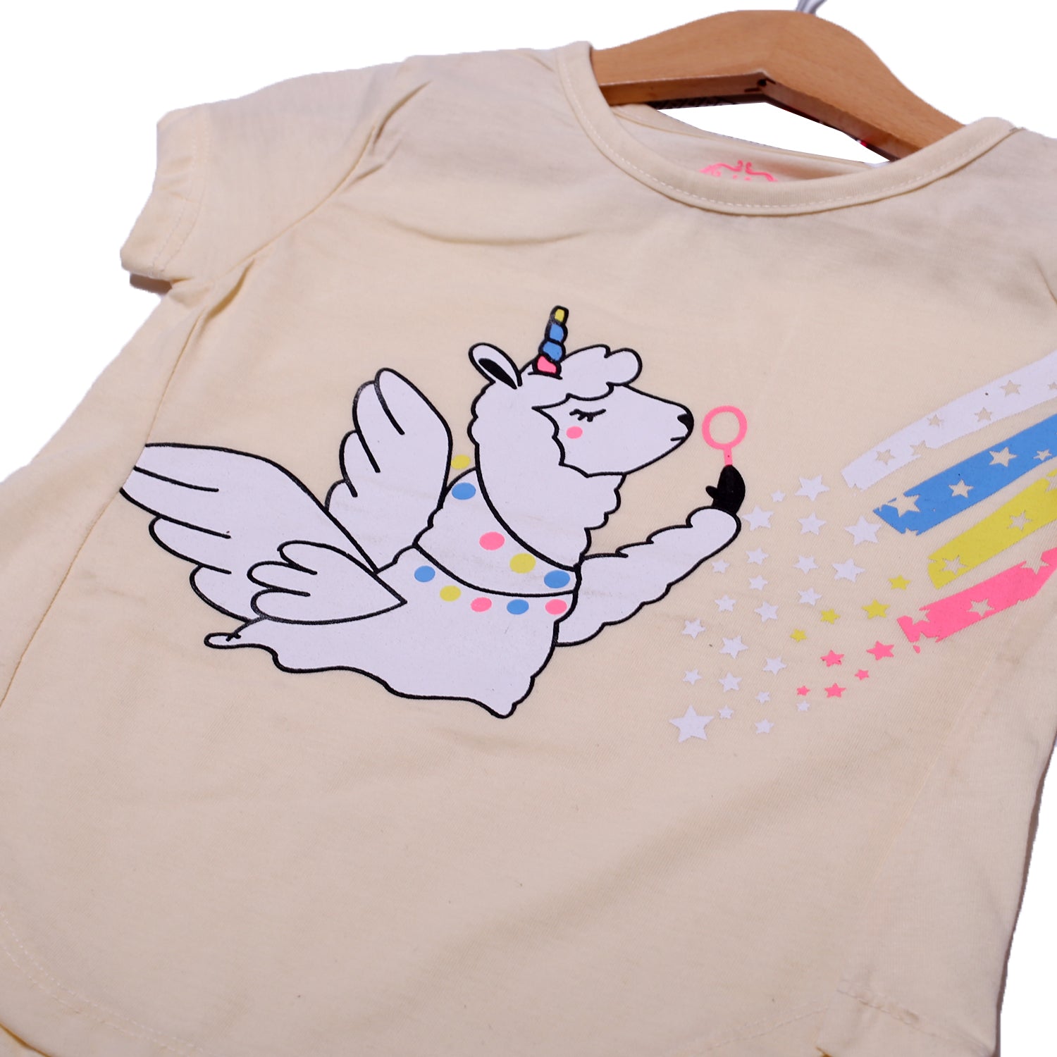 NEW LIME SHEEP WITH WINGS PRINTED T-SHIRT FOR GIRLS