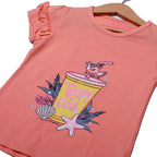 NEW PEACH FISH TROPI COOL PRINTED T-SHIRT FOR GIRLS